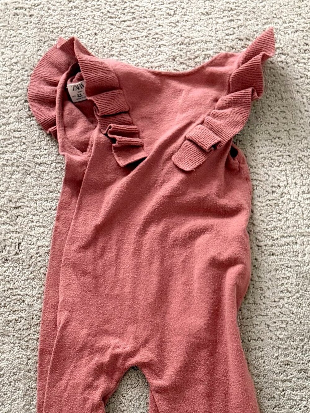 Zara Baby Girl Pink Knit Ruffle Romper Jumpsuit 2-3 Years